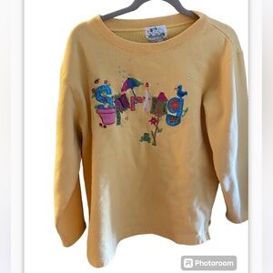 Quaker factory vintage sweatshirt. Seasons spring beaded fleece. ‎ Size large.